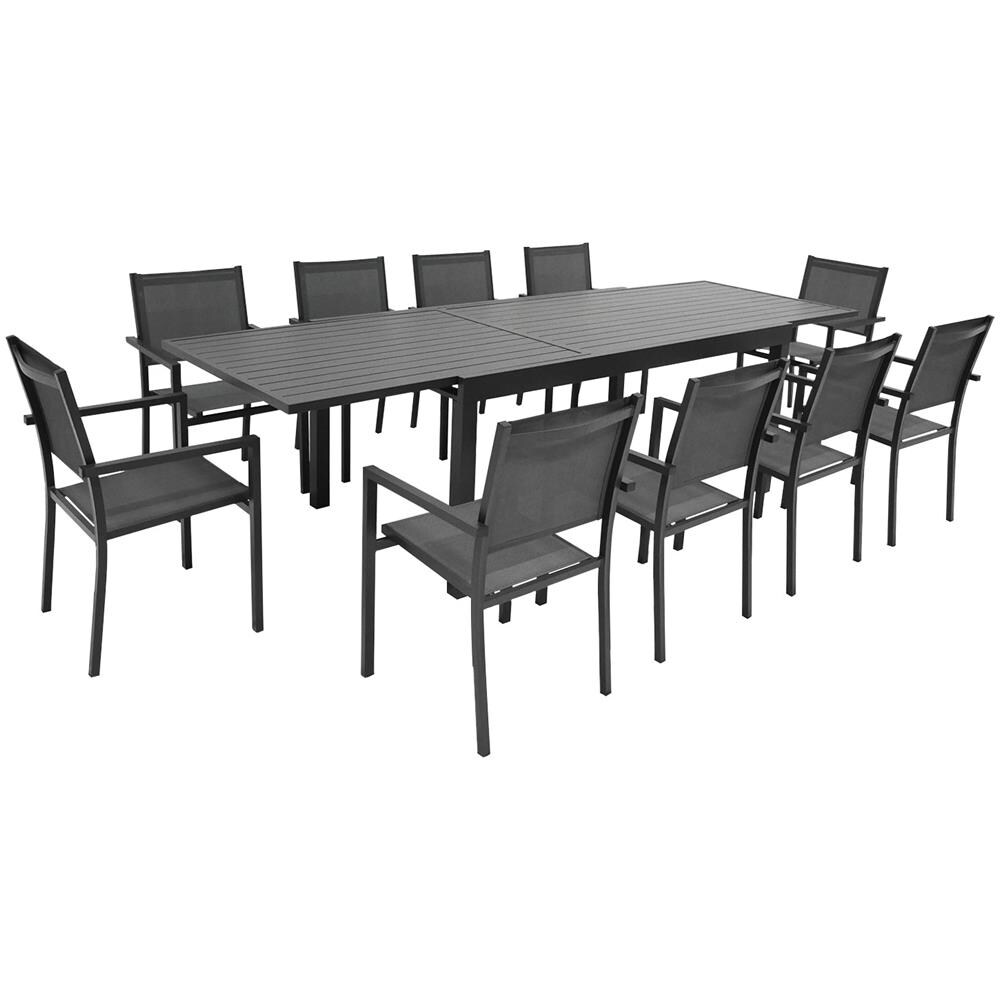 Veneziaset Di Mobili Da Giardino Allungabili 180/300 In Textilene Grigio 10 Posti - Alluminio Antracite - Foto 1