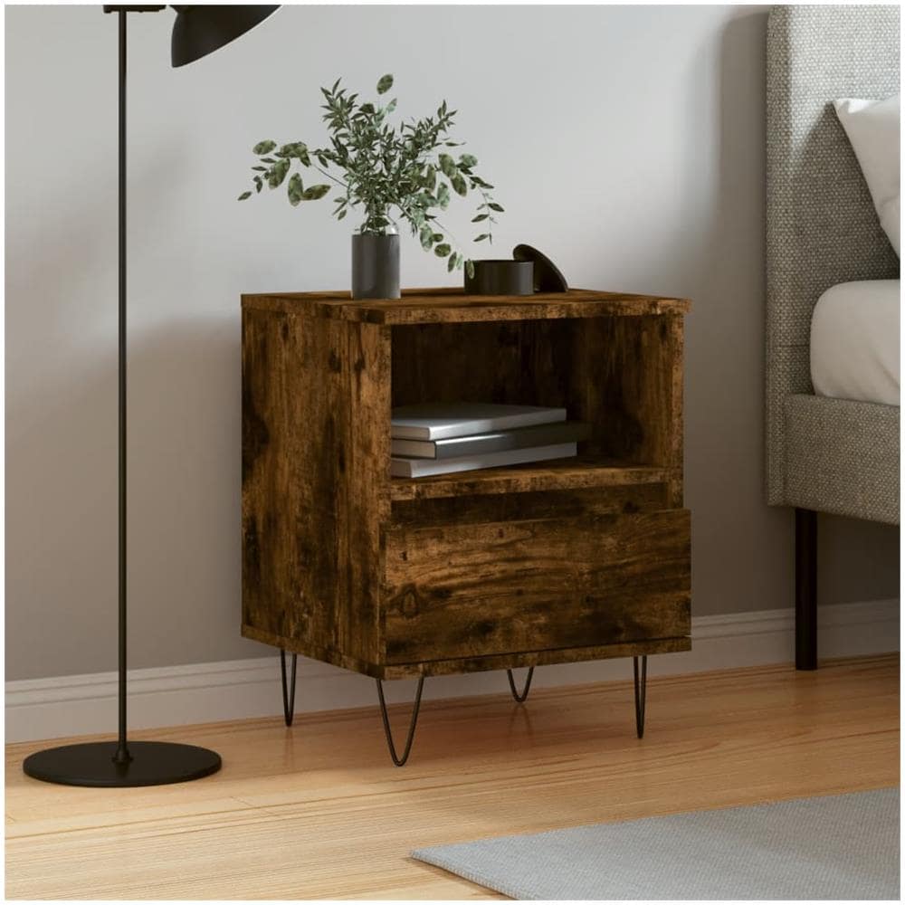 Comodino Rovere Fumo 40x35x50 Cm In Legno Multistrato - Foto 1