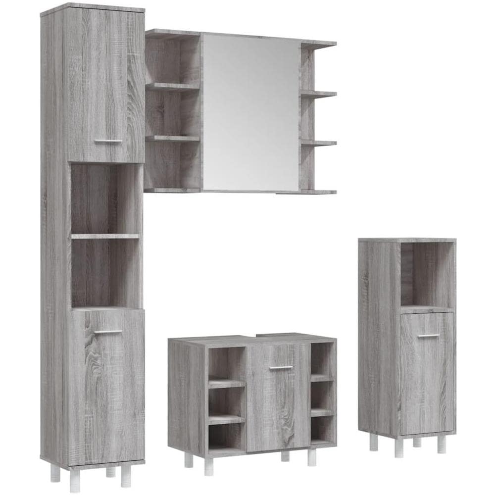 Set Mobili da Bagno 4 pz Grigio Sonoma in Legno Multistrato - Foto 1