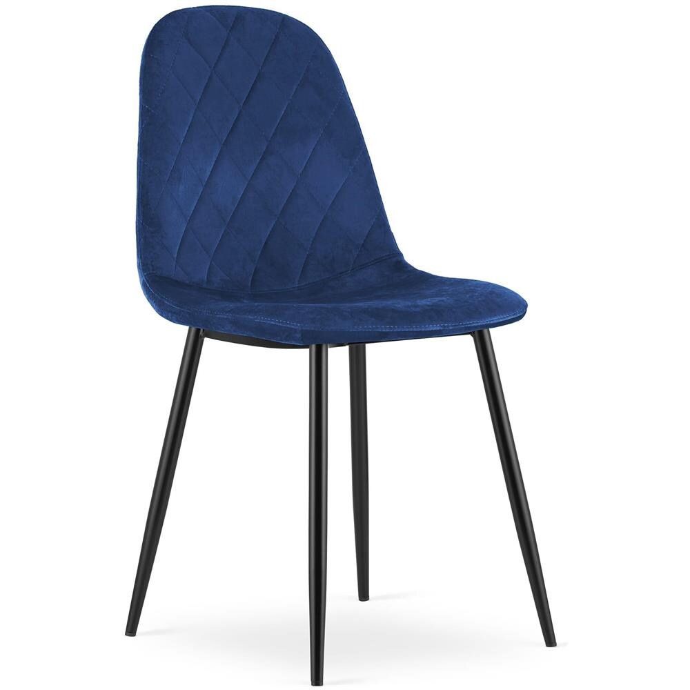 Sedia DAPI in velluto blu navy con gambe in metallo x1 - Foto 1