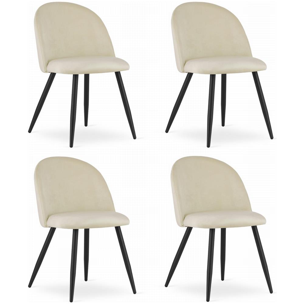 Sedia BELLO in velluto beige con gambe in metallo nero x4 - Foto 1