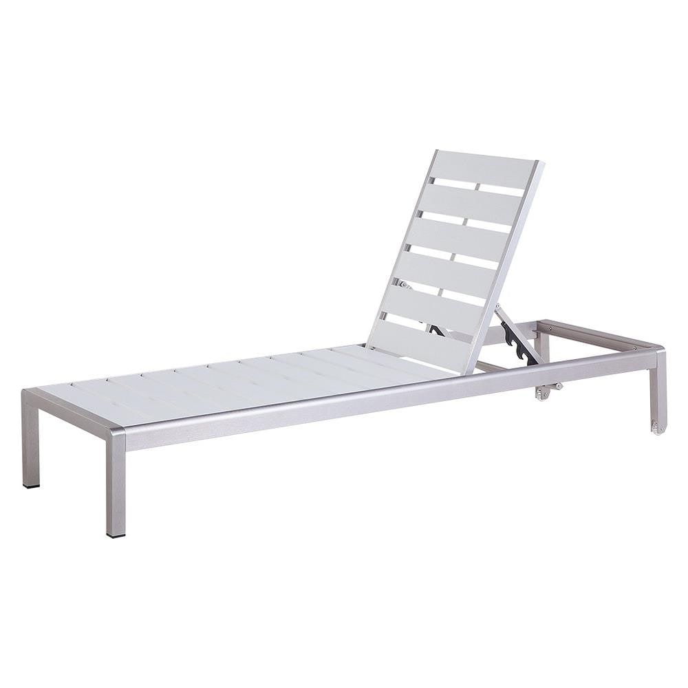 Lettino Sdraio Da Giardino In Alluminio E Legno Sintetico Bianco Nardo - Foto 1