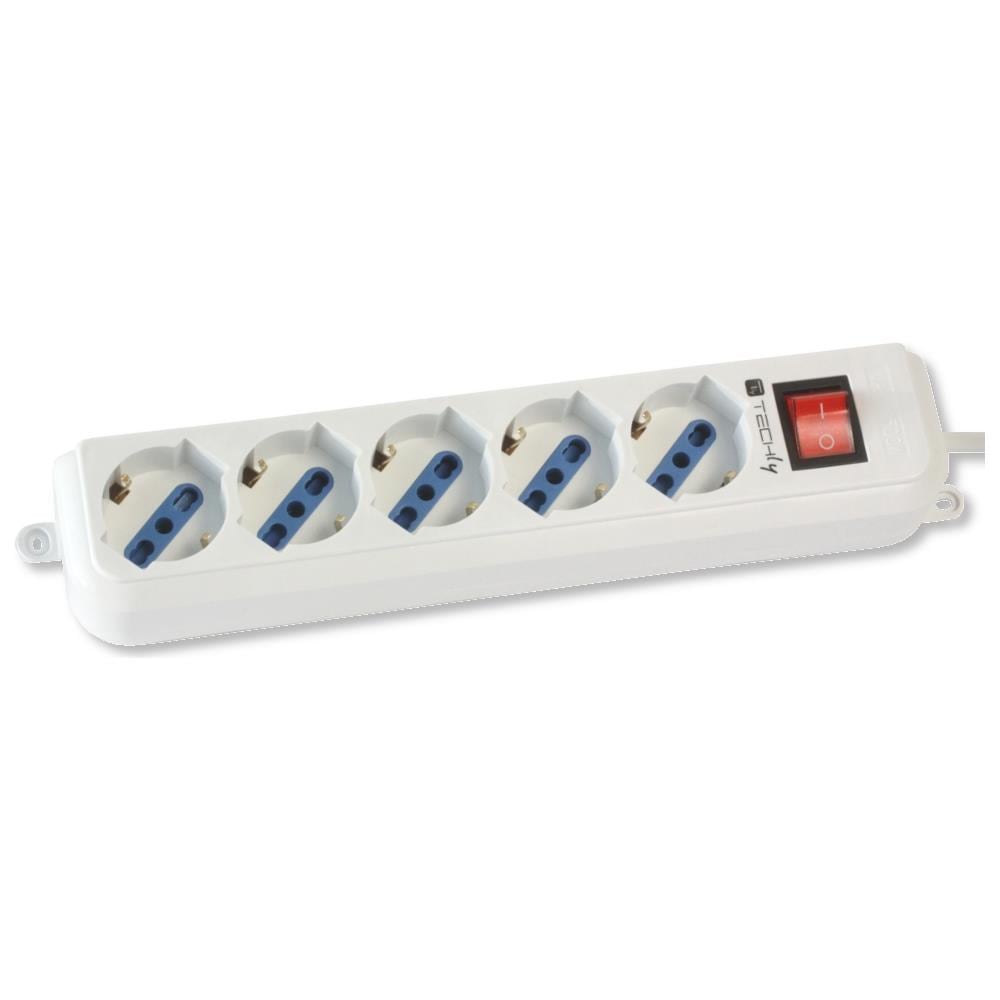 IUPS-PCP-LC3 - Multipresa 5 Posti Italiana Bipasso / Schuko Cavo 3m - Foto 1