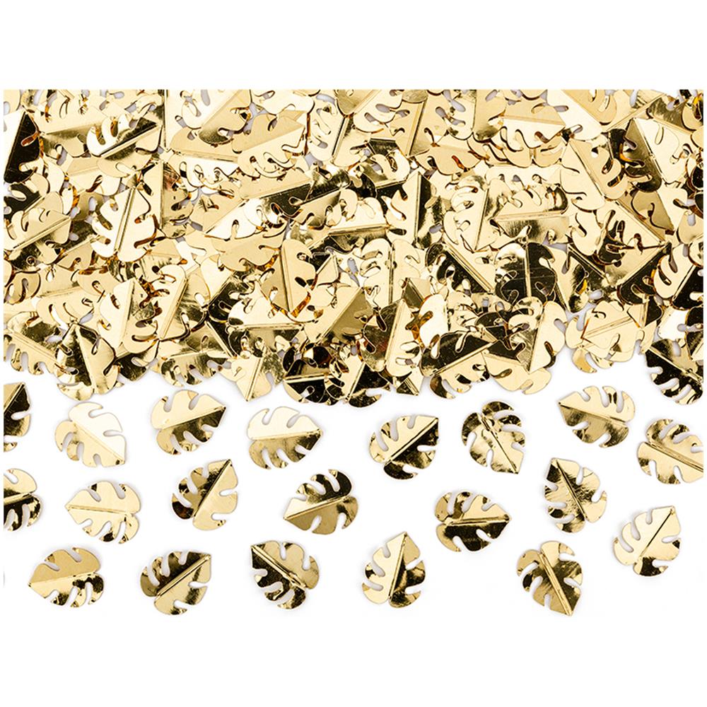 Partydeco - Coriandoli Da Tavola Foglie Tropicali Dorate Metallizzate - Foto 1