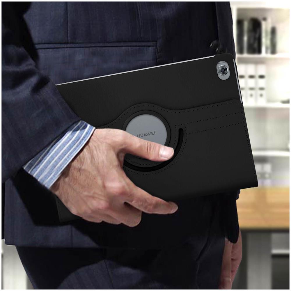Custodia Huawei Mediapad M5 Lite Supporto Regolabile 360° - Nero - Foto 5