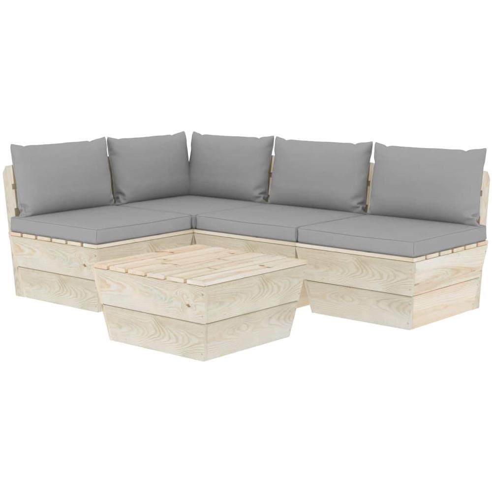 Set Divani da Giardino su Pallet 5 pz con Cuscini Legno Abete - Foto 1
