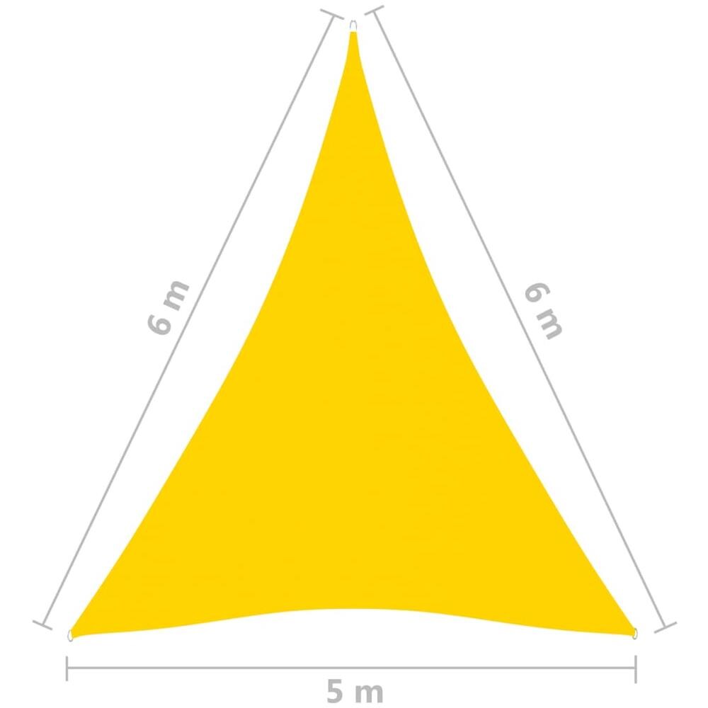 Parasole a Vela Oxford Triangolare 5x6x6 m Giallo - Foto 6