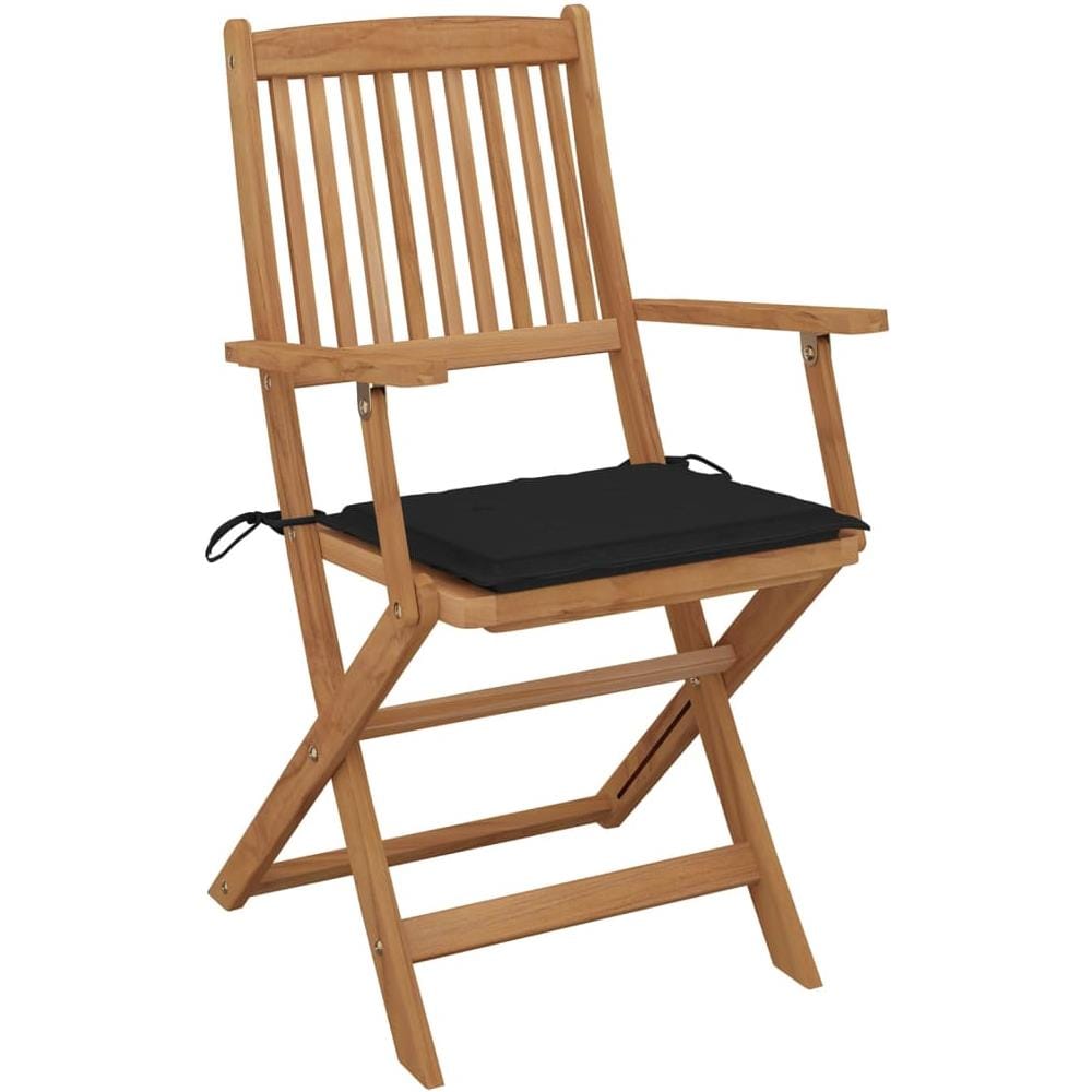 Sedie da Giardino Pieghevoli 8 pz con Cuscini Massello Acacia - Foto 2