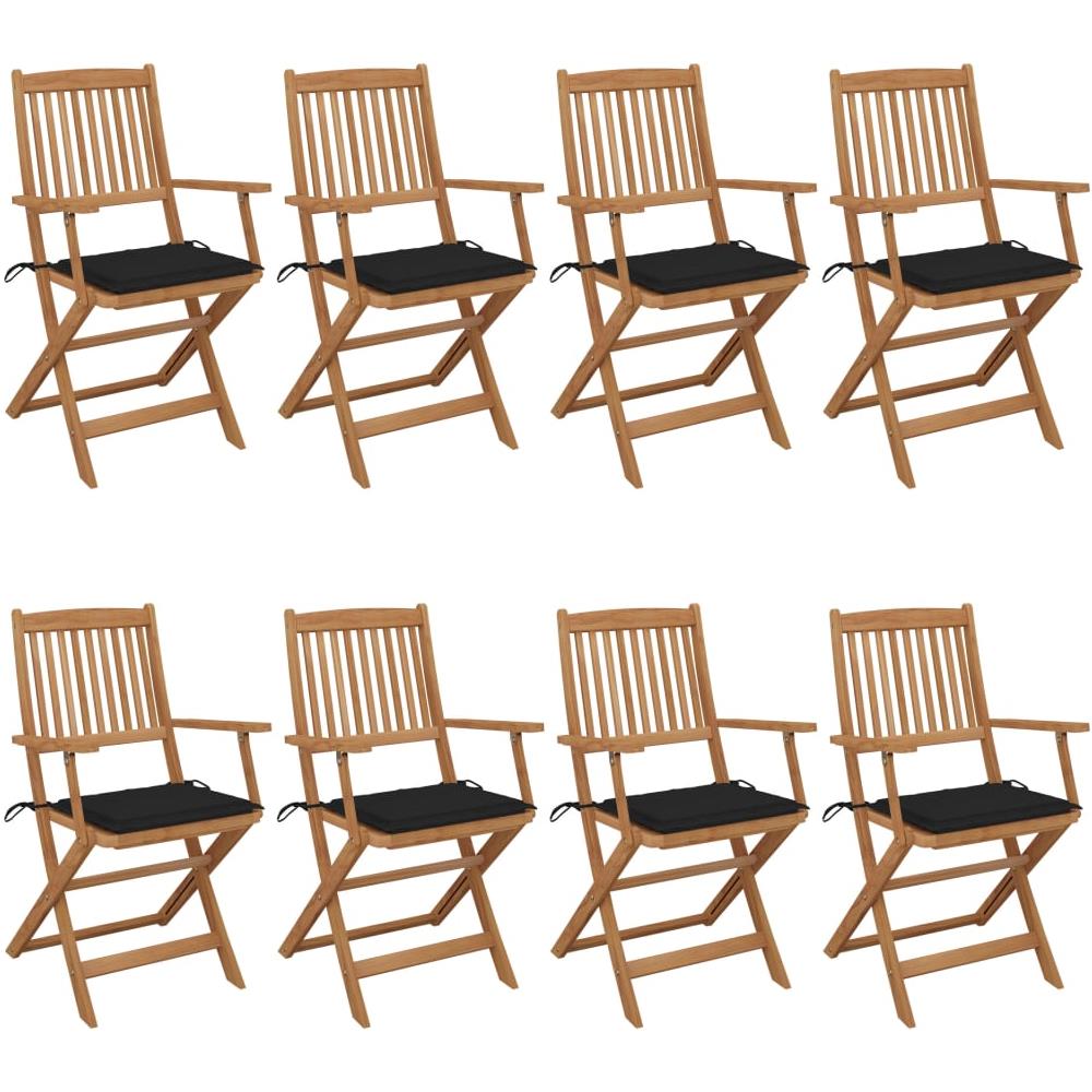 Sedie da Giardino Pieghevoli 8 pz con Cuscini Massello Acacia - Foto 1