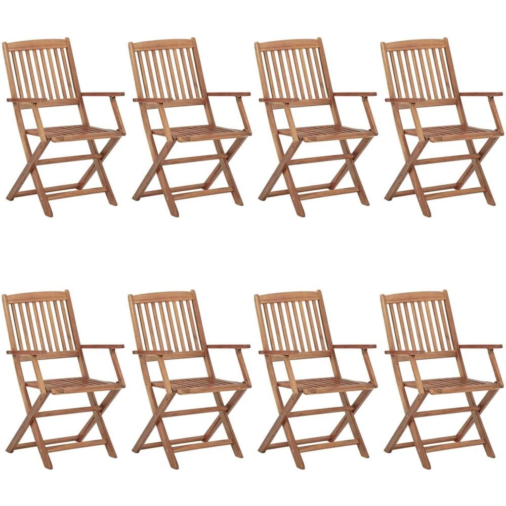 Sedie da Giardino Pieghevoli 8 pz con Cuscini Massello Acacia - Foto 3