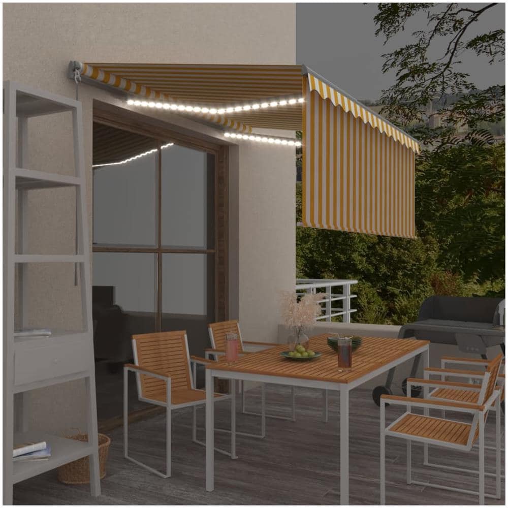 Tenda Sole Retrattile Manuale Parasole LED 3x2,5m Gialla Bianca - Foto 1