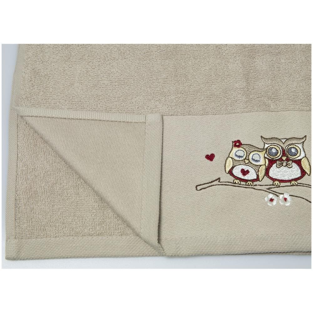 Set Asciugamano Copiola Salvietta Bagno In Spugna 100% Cotone Mod Gufetti Copiola Tortora - Foto 2