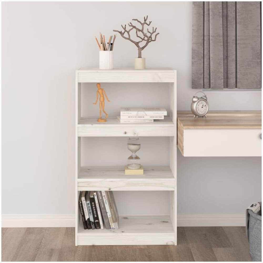 Libreria / divisorio Bianco 60x30x103,5 Cm Legno Massello Di Pino - Foto 3