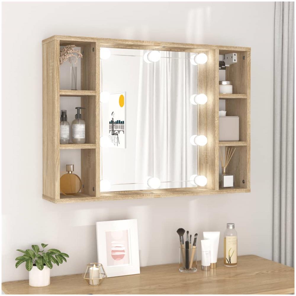 Mobile A Specchio Con Led Rovere Sonoma 76x15x55 Cm - Foto 1