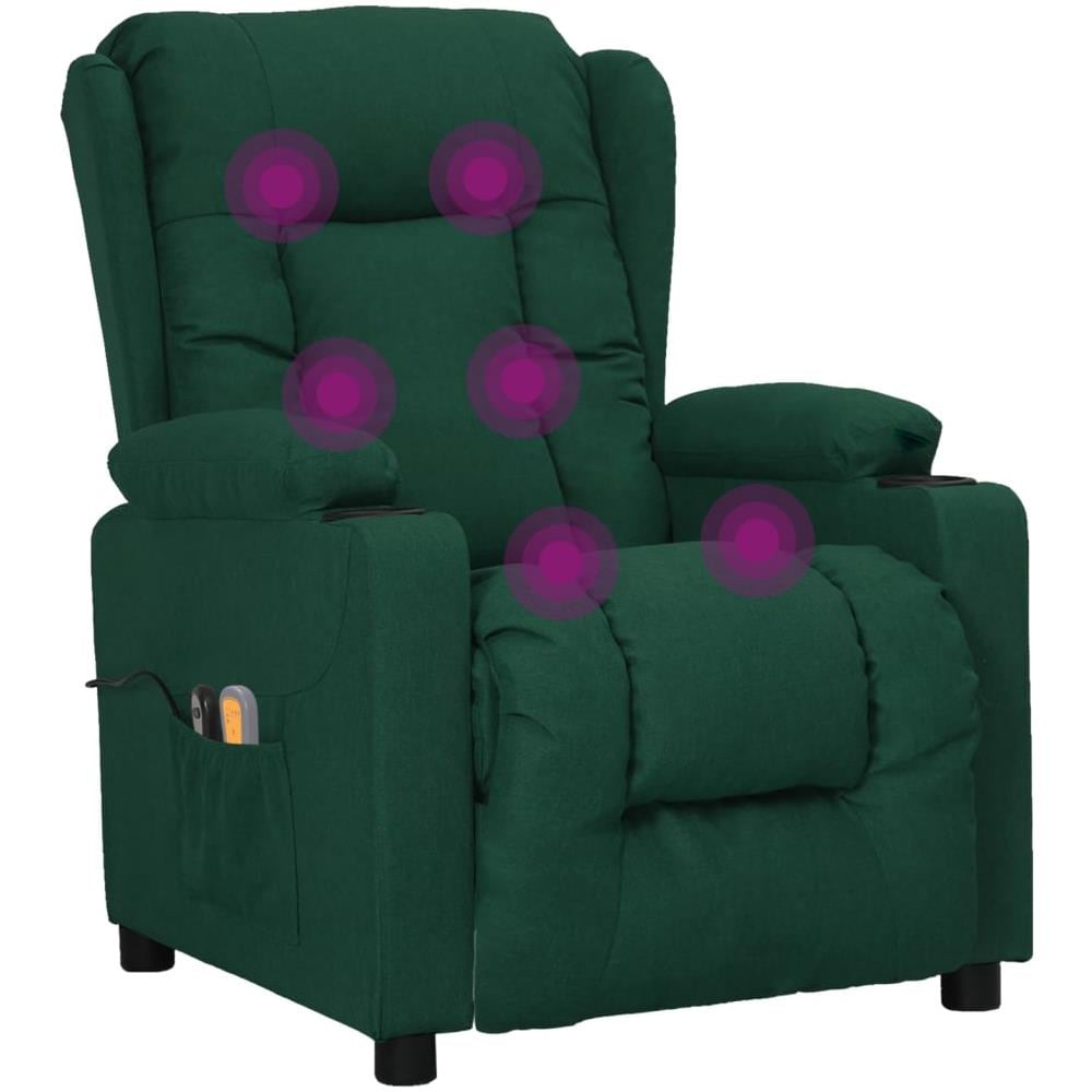 Poltrona Massaggiante Elettrica Verde Scuro in Tessuto - Foto 8