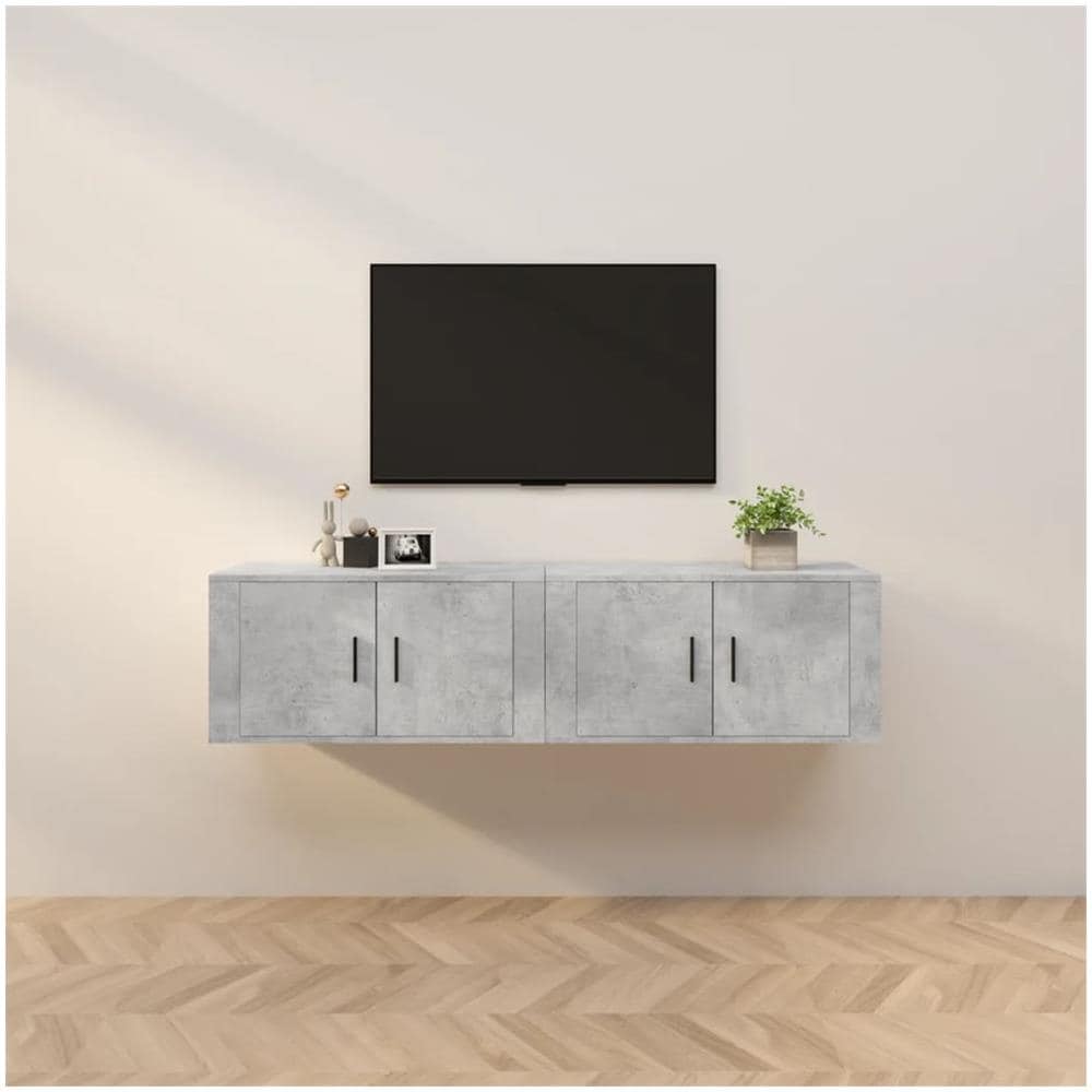 Mobili Porta Tv A Parete 2 Pz Grigio Cemento 80x34,5x40 Cm - Foto 1