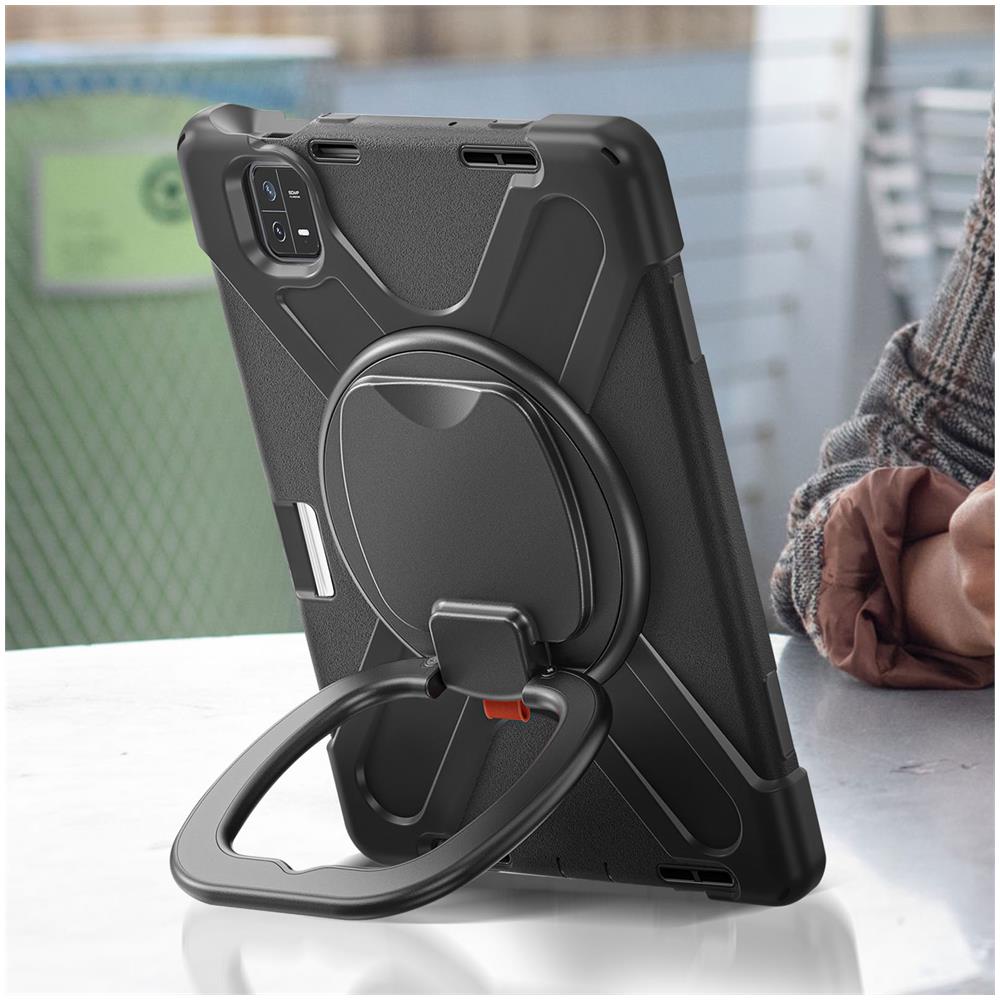 Cover Per Xiaomi Pad 6 Antishock Bi-materia Manico Ruotabile Supporto Nera - Foto 2