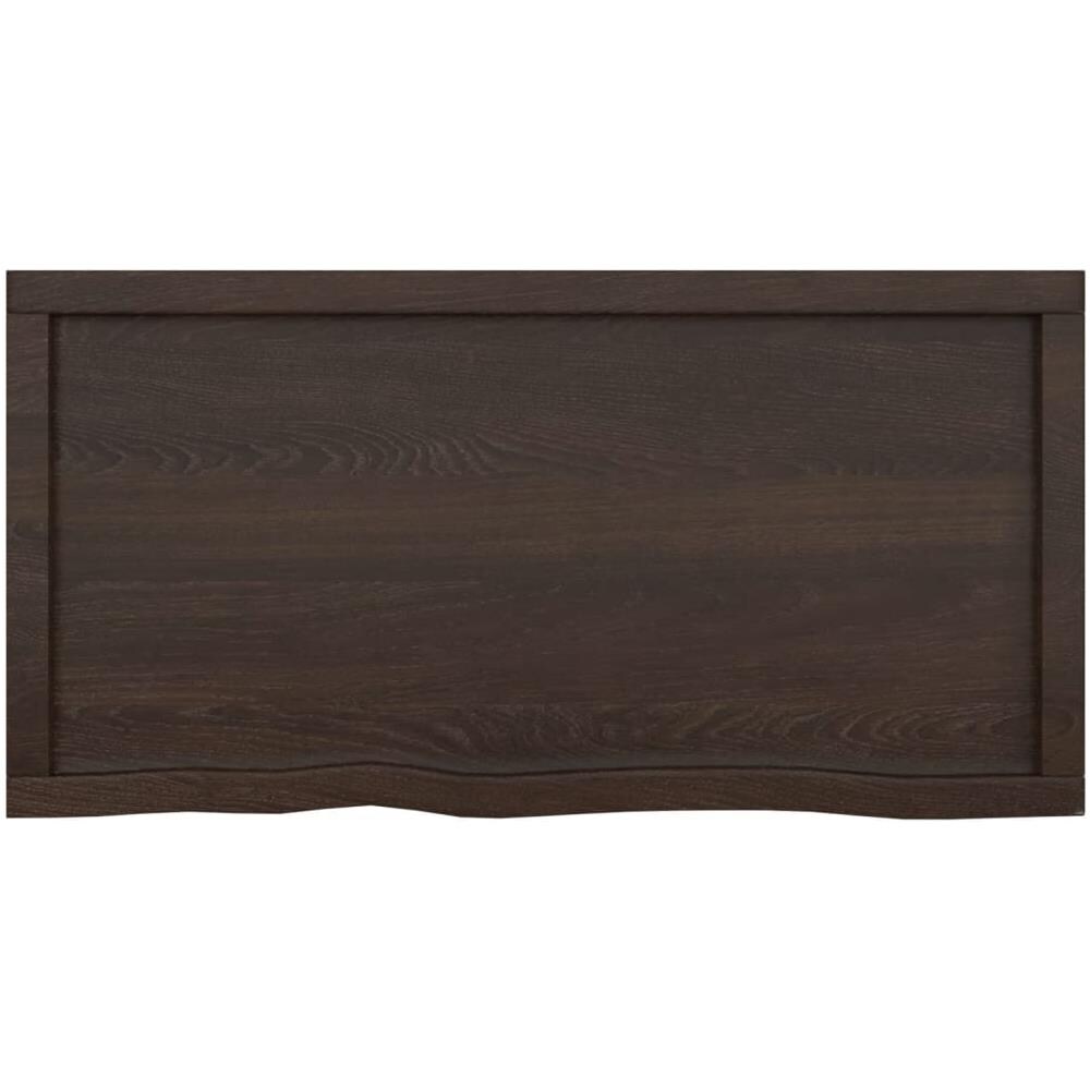 Ripiano Marrone Scuro 100x50x (2-6) cm Massello Rovere Trattato - Foto 5