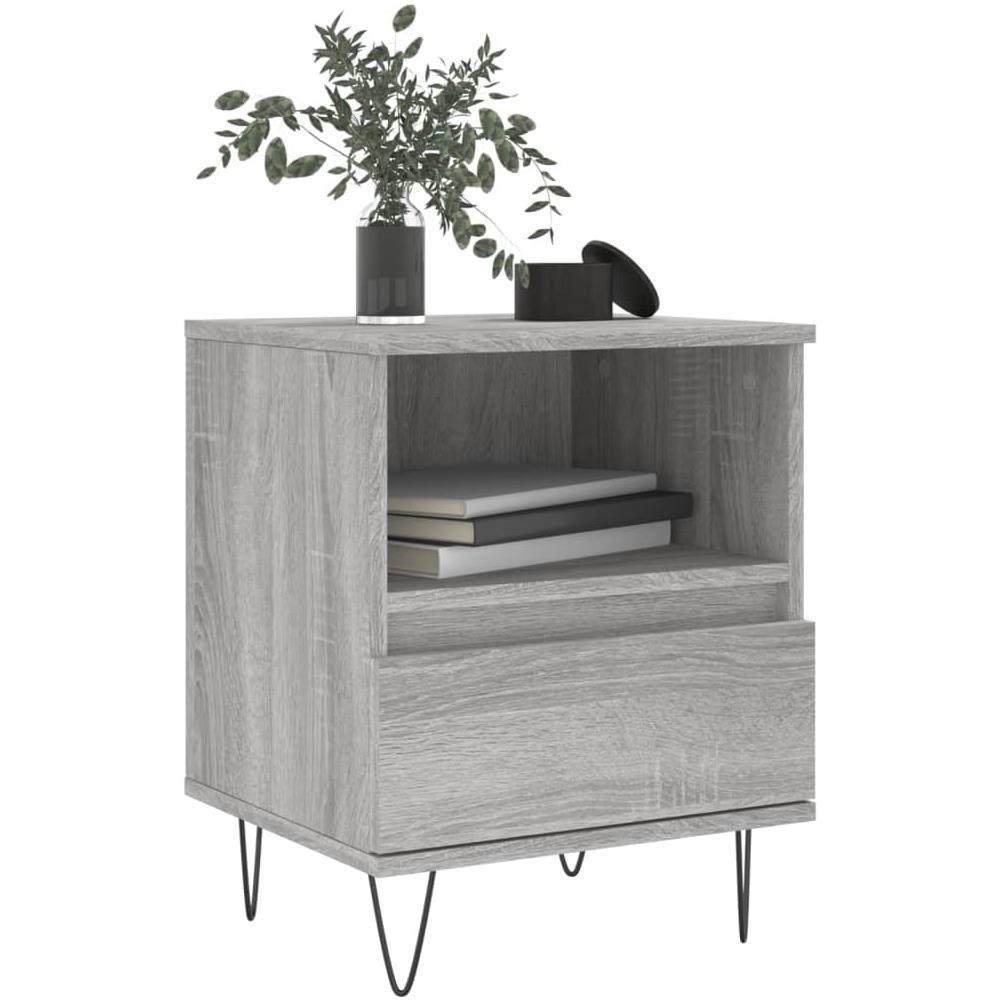 Comodino Grigio Sonoma 40x35x50 Cm In Legno Multistrato - Foto 3