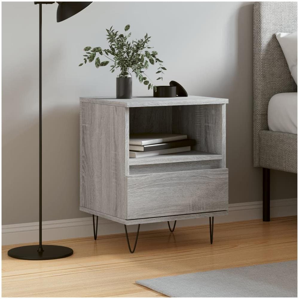 Comodino Grigio Sonoma 40x35x50 Cm In Legno Multistrato - Foto 1