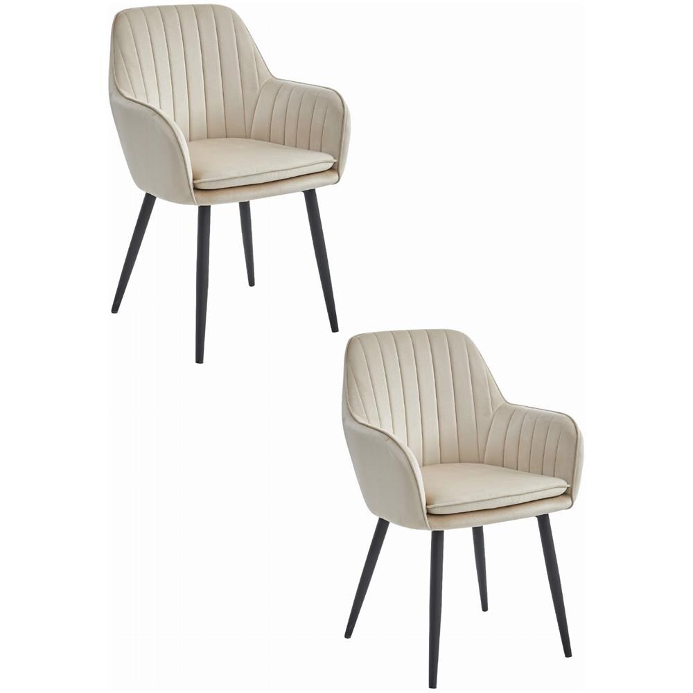 LUGO Sedia Velluto Beige Gambe Nere x2 - Foto 1