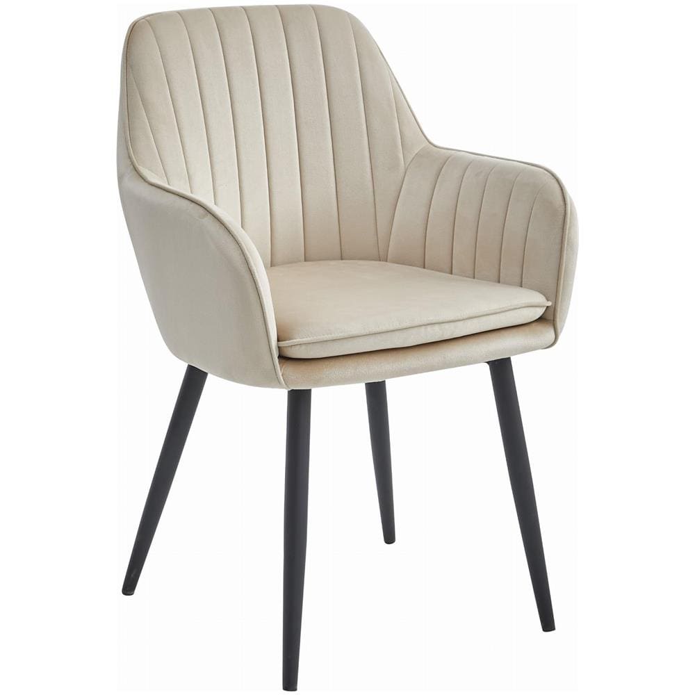 LUGO Sedia Velluto Beige Gambe Nere x2 - Foto 2