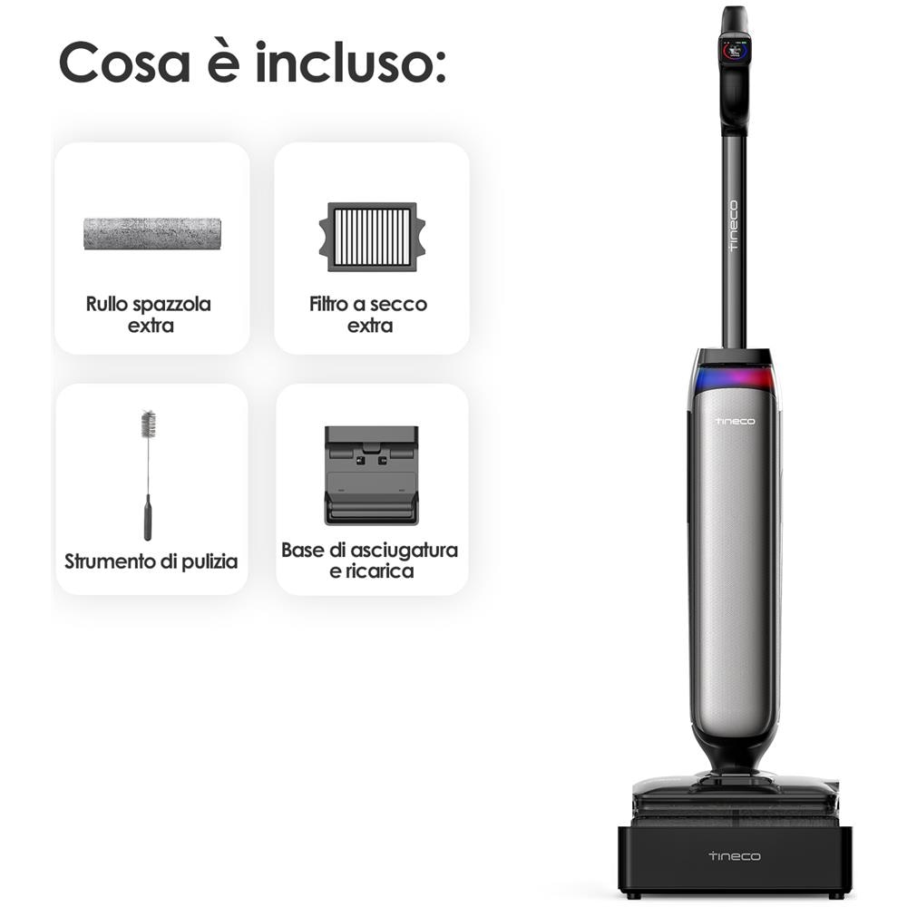 Floor One S9 Artist Steam Pro Aspirapolvere verticale Batteria Secco e bagnato Senza sacchetto Nero, Argento - Foto 11