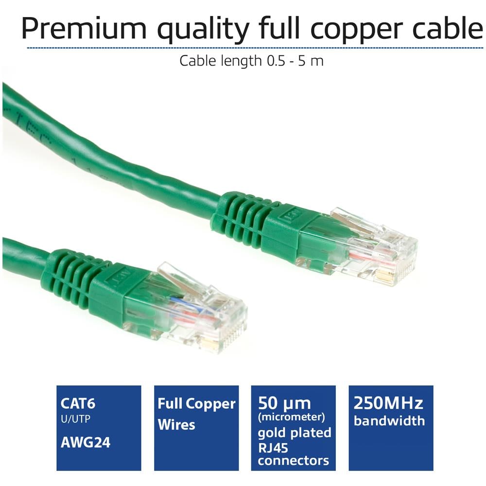 Cavo Rete ACT - Categoria 6 - for Dispositivo di rete - 1,50 m - 1 x RJ-45 Maschio Rete - 1 x RJ-45 Maschio Rete - Cavo patch - Verde - Foto 2