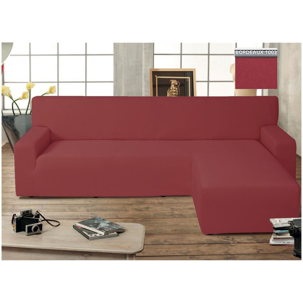 Copridivano Genius Con Penisola Chaise Longue Modello Swing Colore Bordeaux Destra Bordeaux - Foto 1