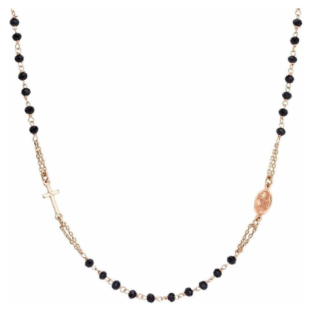 Collana In Argento 925 - Collezione Rosari - Colore Rosè - Misura Unica Rosario Girocollo Cristalli Neri - Foto 1