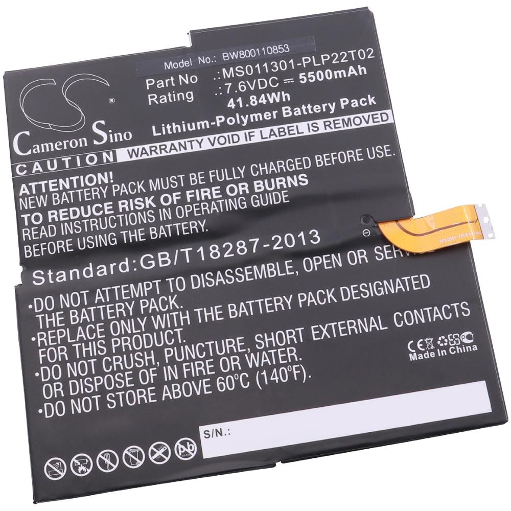 Li-polymer Batteria 5500mah (7.6v) Per Netbook Pad Tablet Microsoft Surface 1572, 2, 2 2nd Edition Sostituisce 1577-9700, Ms011301-plp22t02. - Foto 1
