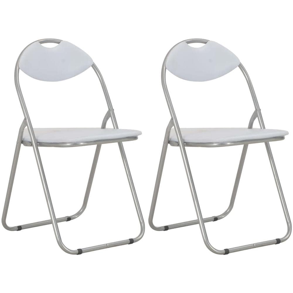 Sedie Da Pranzo Pieghevoli 2 Pz Bianche In Similpelle - Foto 1