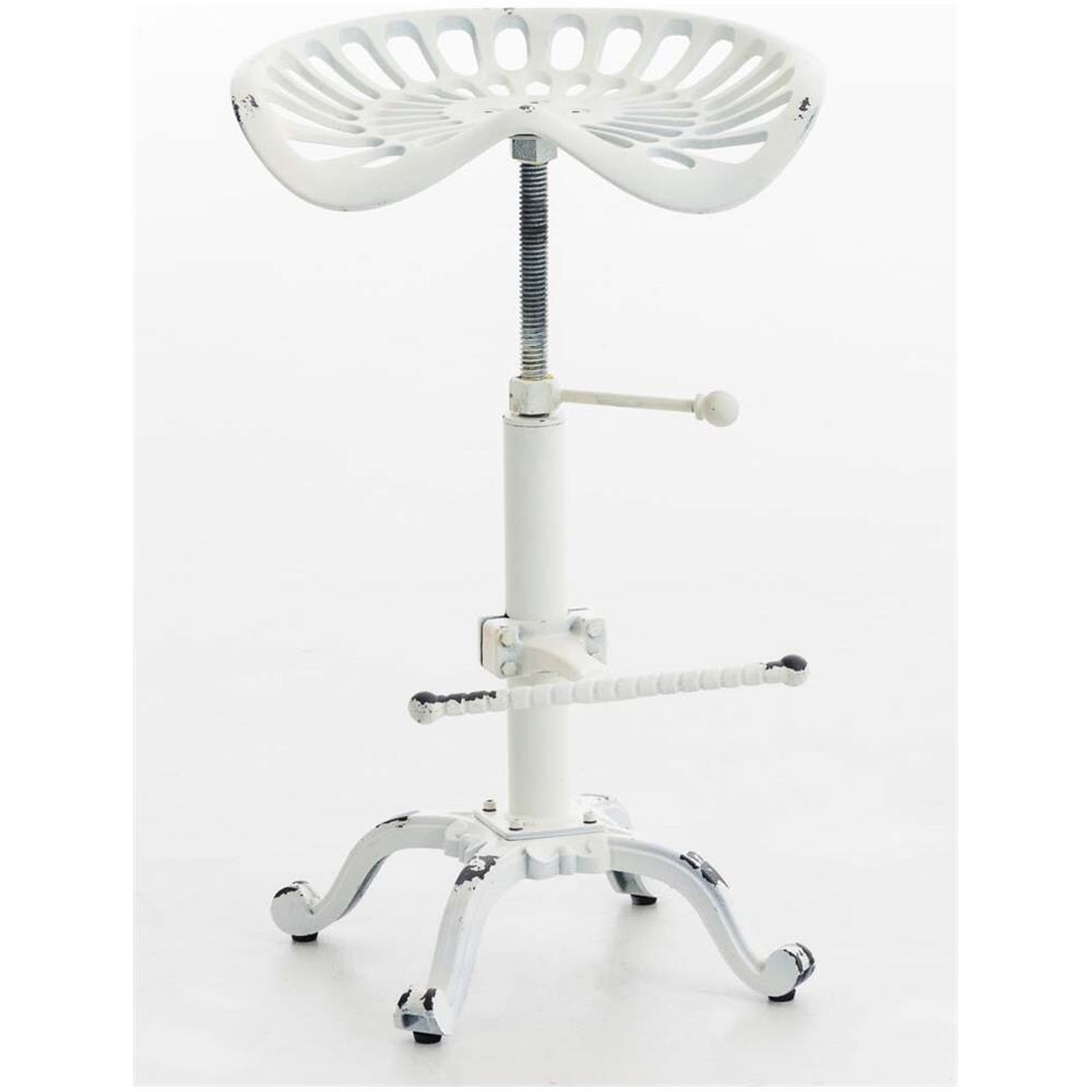 Sgabello Bar Butch in Ghisa Design Industrial I Sgabello Bancone in Metallo con Poggiapiedi E Seduta Regolabili I Sedia Sgabello Urban Bianco Antico - Foto 2