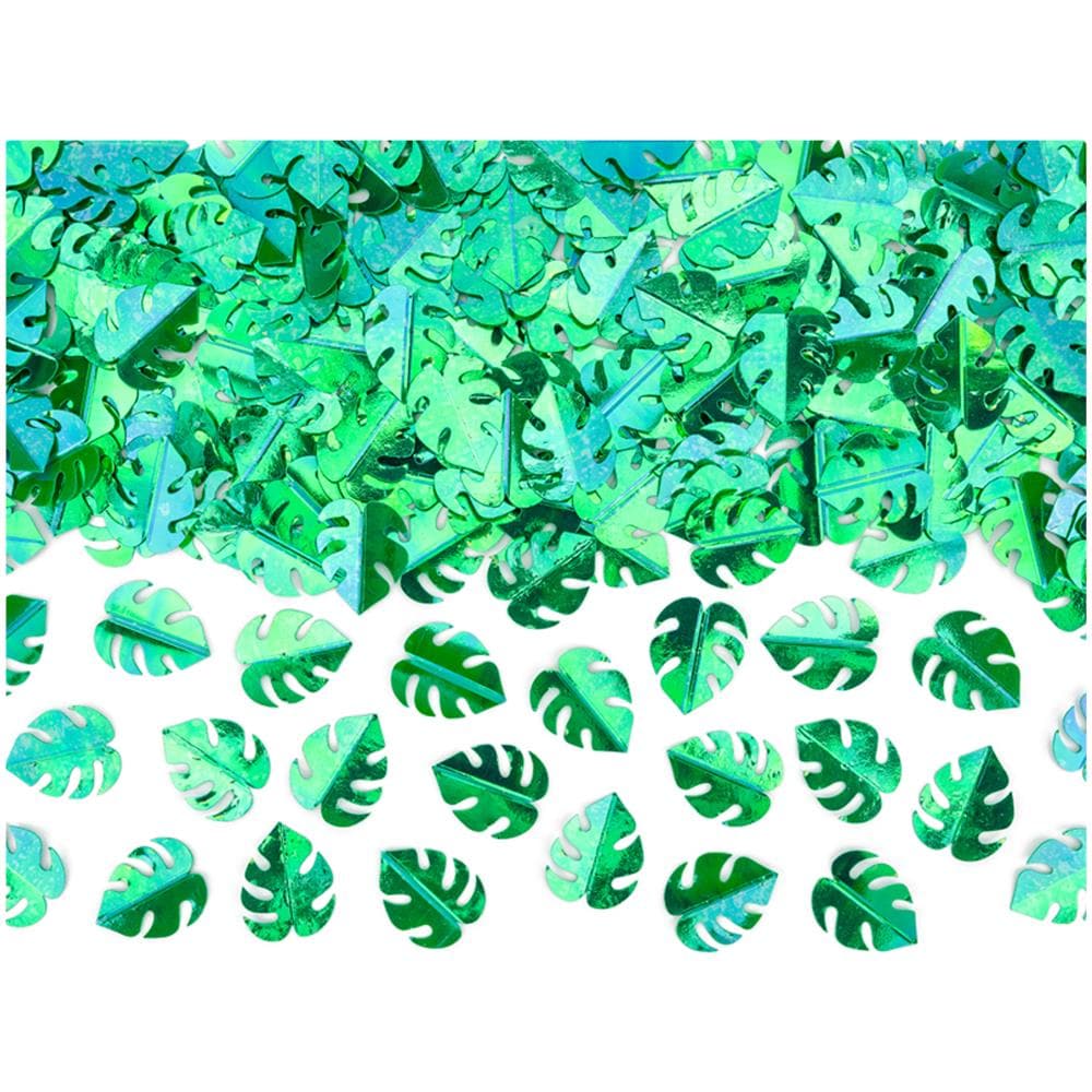 Partydeco - Coriandoli Da Tavola Foglie Tropicali Verde Metallizzato - Foto 1