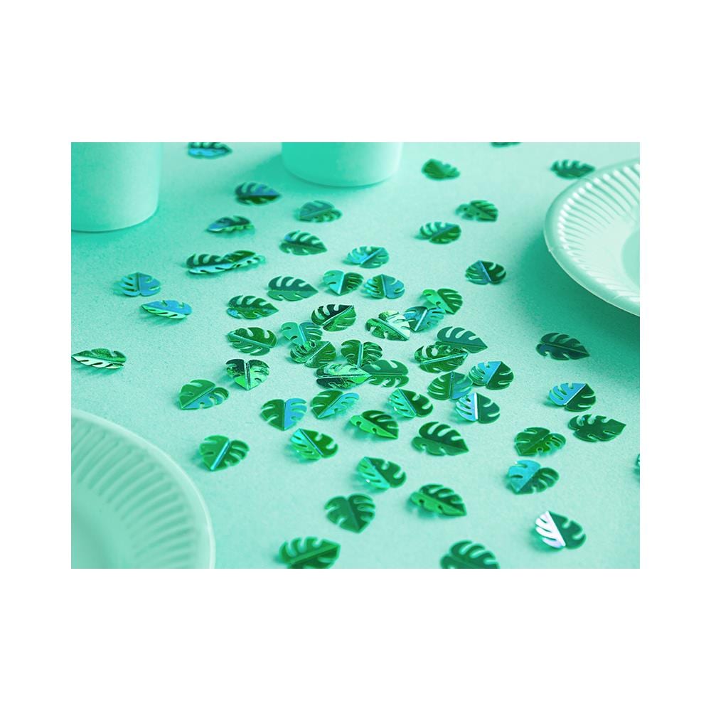 Partydeco - Coriandoli Da Tavola Foglie Tropicali Verde Metallizzato - Foto 2