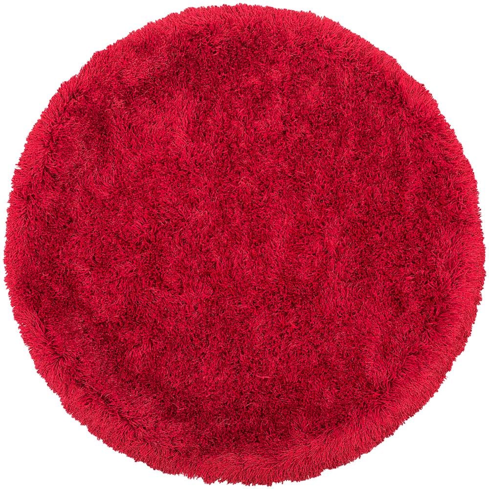 Tappeto Pelo Lungo Ø 140 Cm Rosso Cide - Foto 1