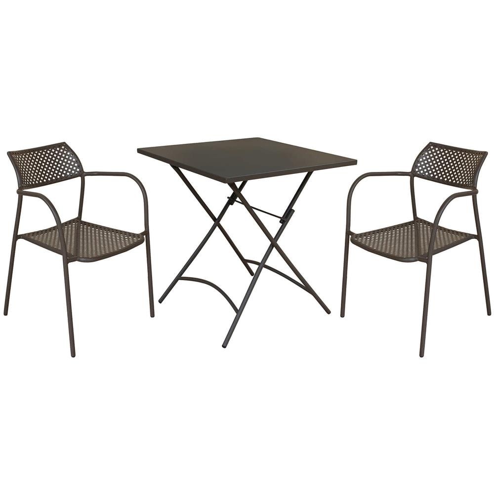 Romanus - Set Tavolo In Metallo Cm 70 X 70 X 72 H Con 2 Poltrone Aviim - Foto 1