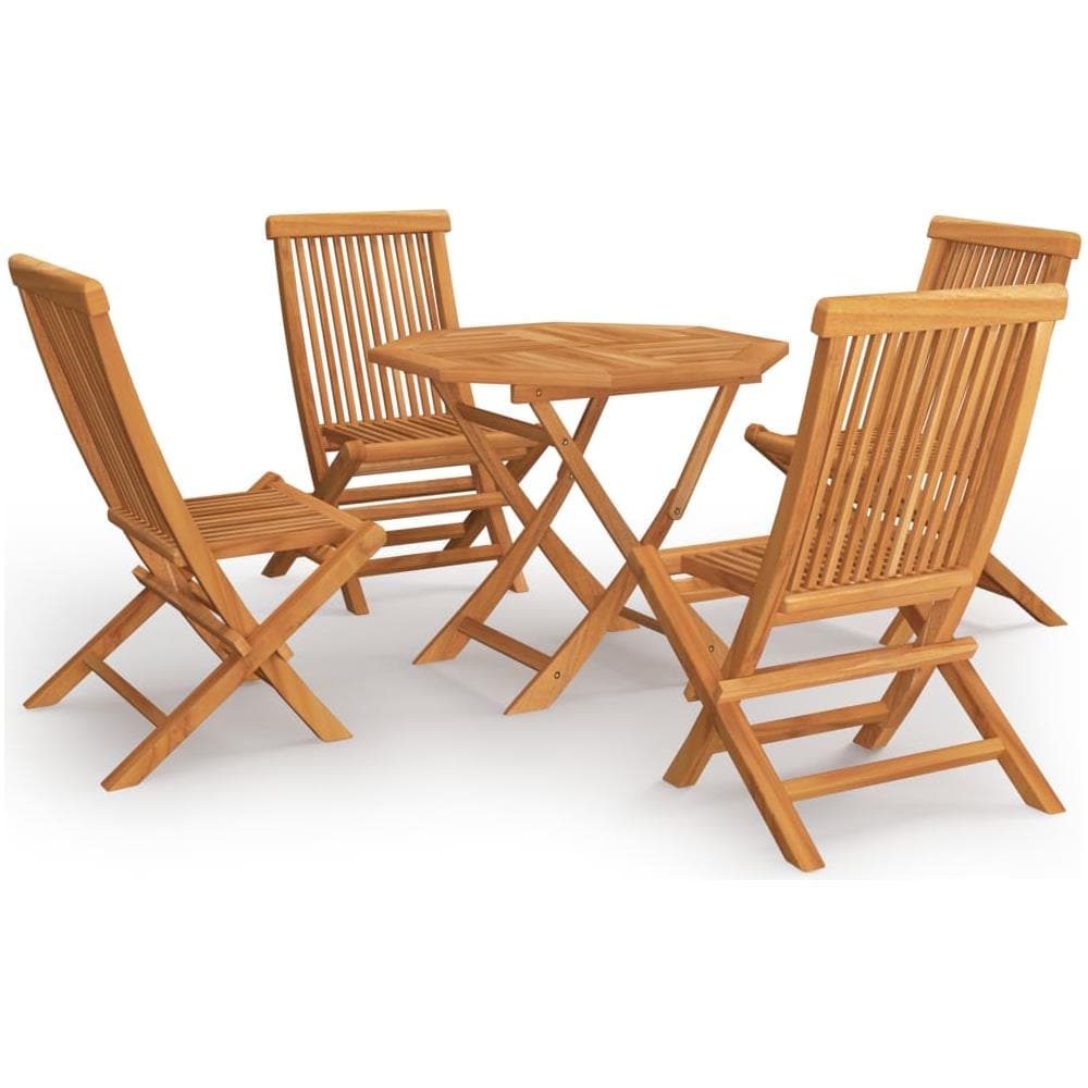 Set da Pranzo da Giardino 5 pz in Legno Massello di Teak - Foto 1