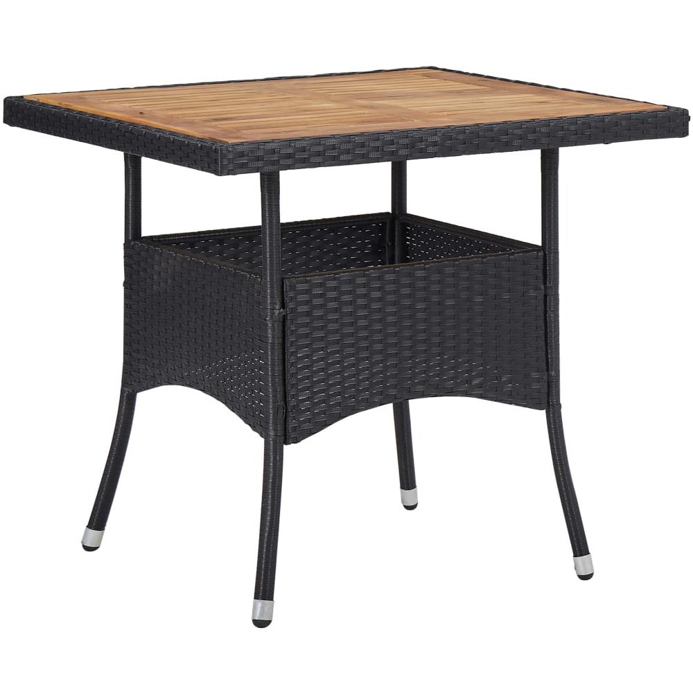 Set Mobili Da Pranzo Per Giardino 5 Pz Polyrattan E Acacia Nero - Foto 2