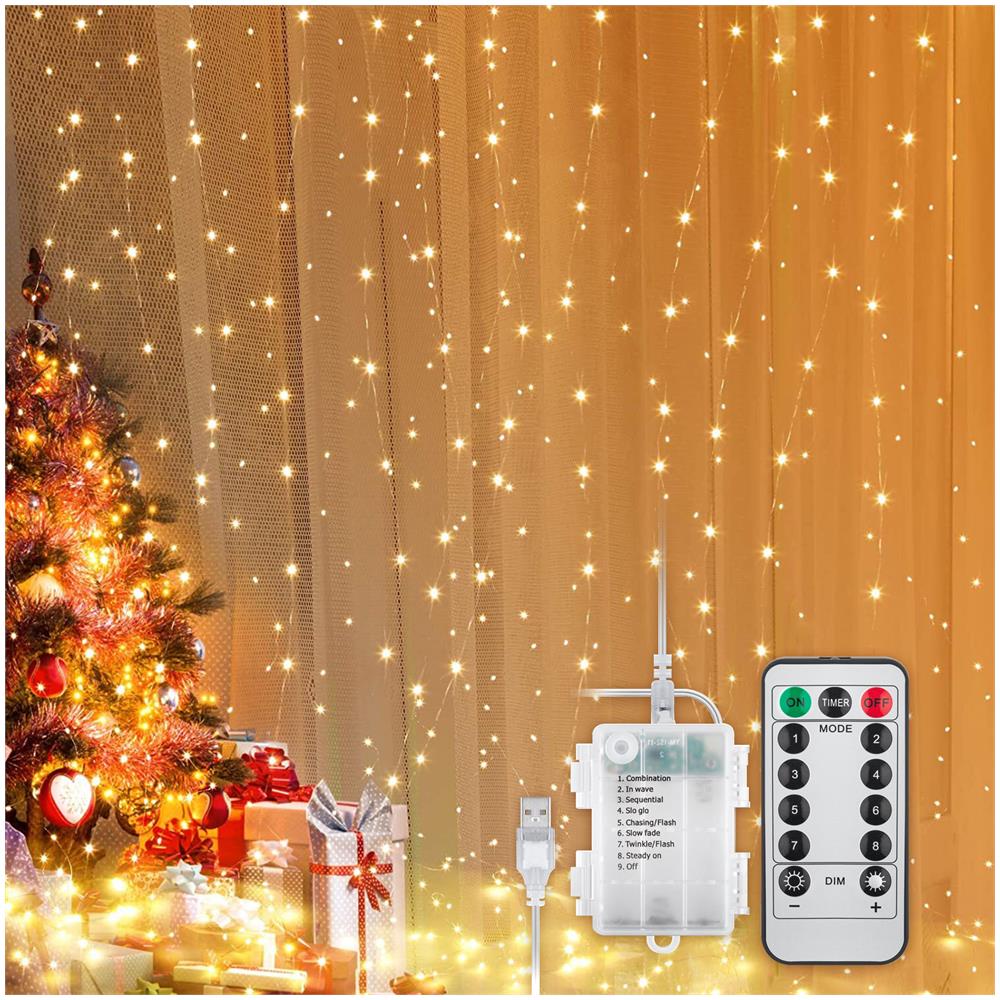 Tenda Natalizia Luminosa 300 Led Alimentazione Usb E Telecomando - Foto 1