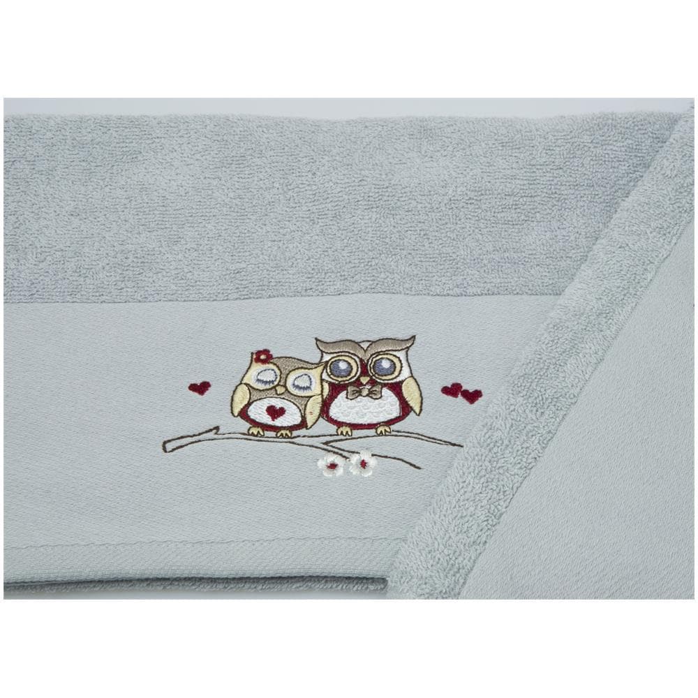 Set Asciugamano Copiola Salvietta Bagno In Spugna 100% Cotone Mod Gufetti Copiola Grigio - Foto 2