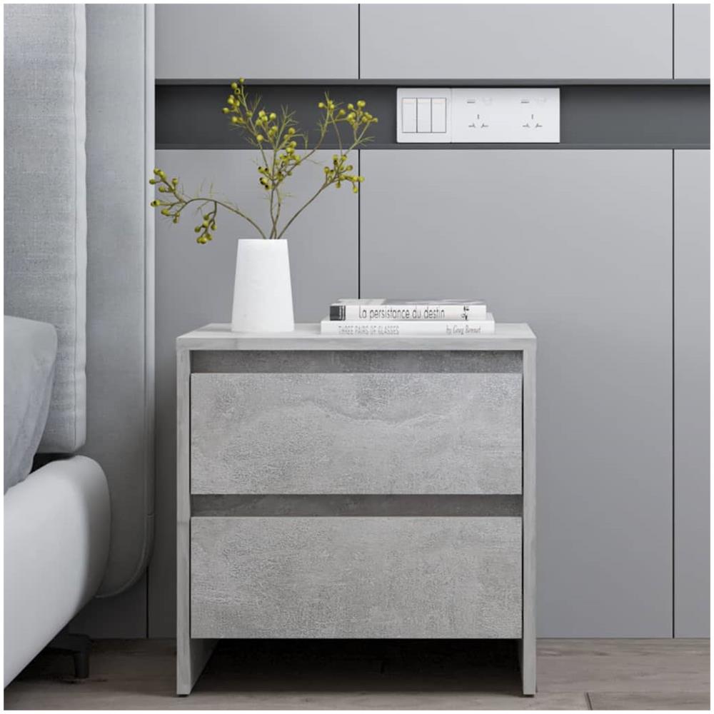 Comodino Grigio Cemento 45x34,5x44,5 Cm In Truciolato - Foto 1