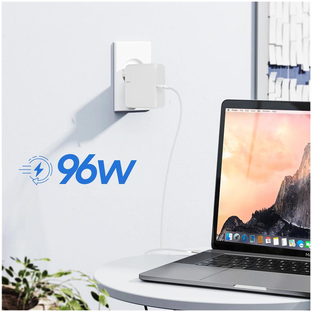 Caricabatterie Usb-c Per Macbook E Ipad Carica Rapida 96w Compatto Bianco - Foto 2