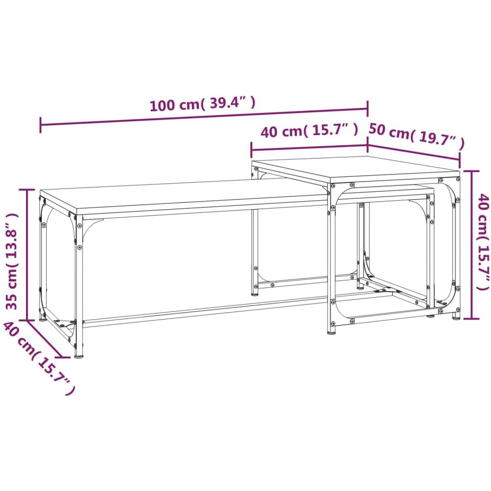 Tavolini Da Salotto 2 Pz Rovere Sonoma In Legno Multistrato - Foto 2