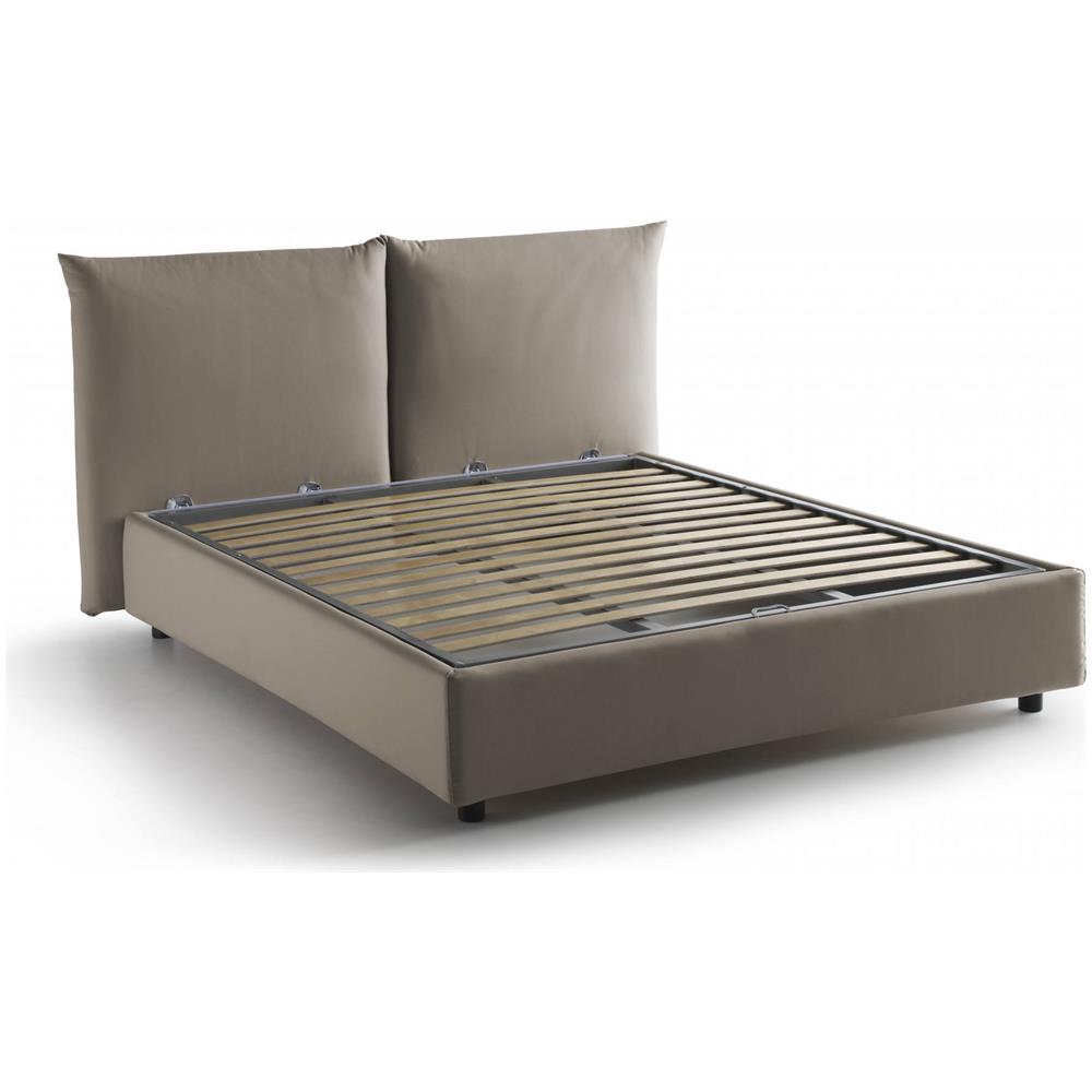 Letto Matrimoniale Gabriella, Letto Contenitore Con Rivestimento In Tessuto, 100% Made In Italy, Apertura Frontale, Adatto Per Materasso Cm 160x200, Tortora - Foto 2