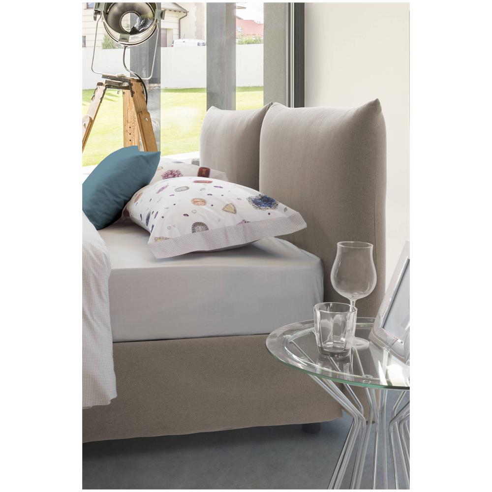 Letto Matrimoniale Gabriella, Letto Contenitore Con Rivestimento In Tessuto, 100% Made In Italy, Apertura Frontale, Adatto Per Materasso Cm 160x200, Tortora - Foto 4