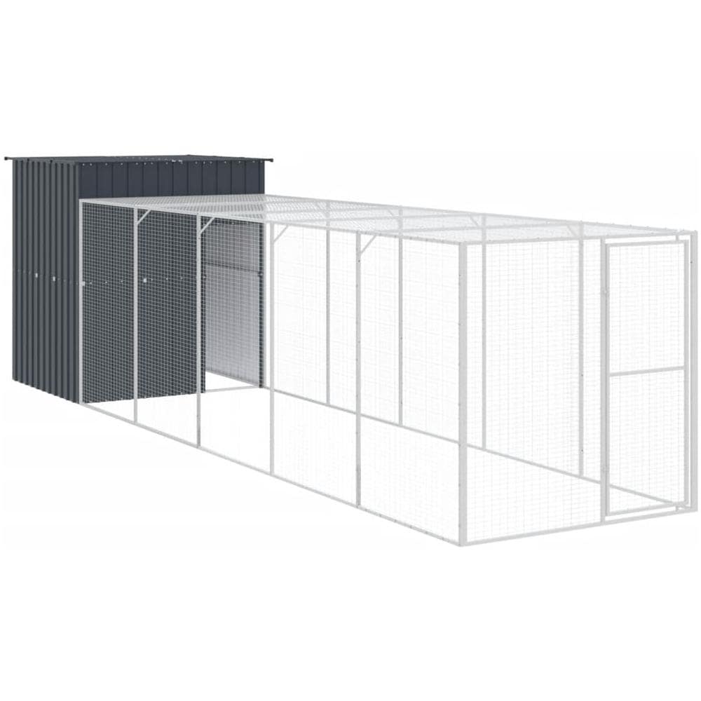 VidaXL Pollaio Con Corsa In Acciaio Zincato Grigio 110x201x110 Cm - Recinto Per Galline E Animali