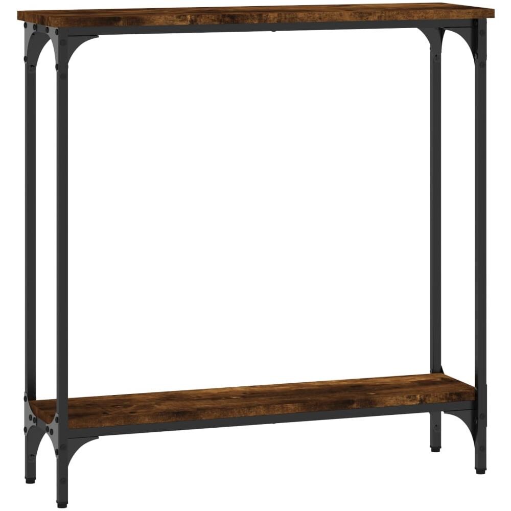 Tavolino Consolle Rovere Fumo 75x22,5x75 Cm Legno Multistrato - Foto 2