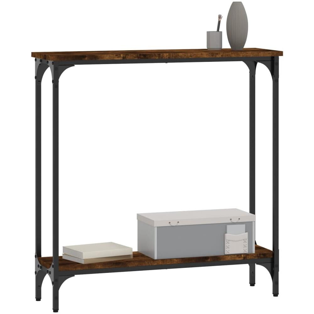Tavolino Consolle Rovere Fumo 75x22,5x75 Cm Legno Multistrato - Foto 3