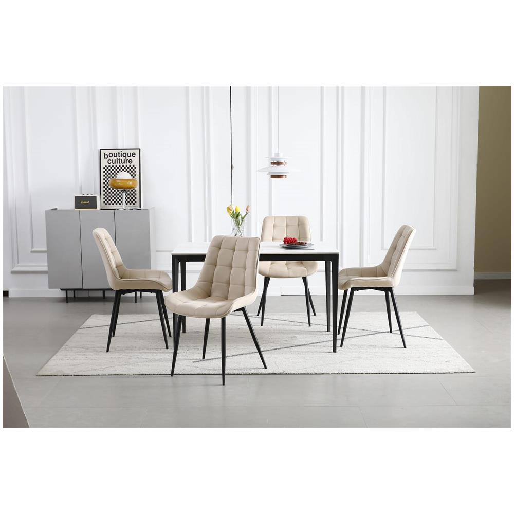 Sedia BERA - Velluto beige con gambe nere - Foto 8